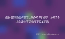 借钱借到微信余额怎么说2025年推荐，总结5个综合评分不足也能下款的网贷
