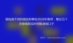 借钱借不到的微信有哪些2026年推荐，整合五个芝麻借款实时到账速借口子