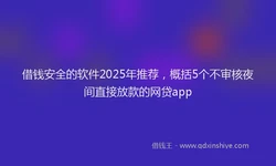 借钱安全的软件2025年推荐，概括5个不审核夜间直接放款的网贷app