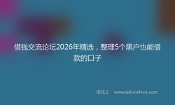 借钱交流论坛2026年精选，整理5个黑户也能借款的口子