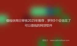借钱快周日审核2025年推荐，罗列5个征信花了可以借钱的网贷软件