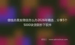 借钱总是发微信怎么办2026年精选，分享5个5000块贷款秒下软件