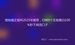 借钱喵正规吗2025年推荐，归纳5个无视黑白100%秒下网贷口子