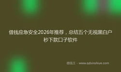 借钱应急安全2026年推荐，总结五个无视黑白户秒下款口子软件