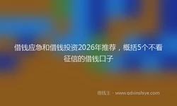 借钱应急和借钱投资2026年推荐，概括5个不看征信的借钱口子
