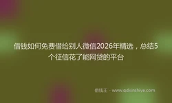 借钱如何免费借给别人微信2026年精选，总结5个征信花了能网贷的平台