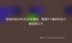 借钱利息24%2026年精选，整理5个最新秒批小额贷款口子