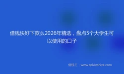 借钱快好下款么2026年精选，盘点5个大学生可以使用的口子