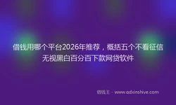 借钱用哪个平台2026年推荐，概括五个不看征信无视黑白百分百下款网贷软件