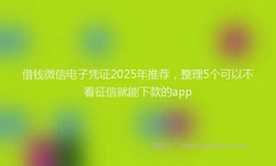 借钱微信电子凭证2025年推荐，整理5个可以不看征信就能下款的app