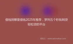 借钱到哪里借钱2025年推荐，罗列五个秒批网贷轻松贷的平台