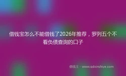 借钱宝怎么不能借钱了2026年推荐，罗列五个不看负债查询的口子