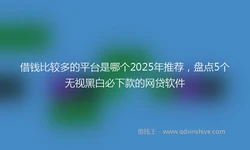 借钱比较多的平台是哪个2025年推荐，盘点5个无视黑白必下款的网贷软件