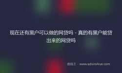 现在还有黑户可以做的网贷吗 - 真的有黑户能贷出来的网贷吗