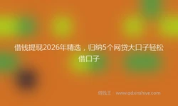 借钱提现2026年精选，归纳5个网贷大口子轻松借口子