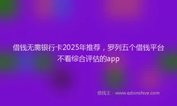 借钱无需银行卡2025年推荐，罗列五个借钱平台不看综合评估的app
