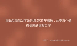 借钱后微信发不出消息2025年精选，分享五个值得信赖的借贷口子