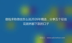 借钱求助微信怎么说2026年精选，分享五个征信花居然都下款的口子