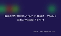 借钱总是发微信的人好吗2026年精选，总结五个高炮无视逾期能下的平台