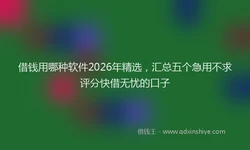 借钱用哪种软件2026年精选，汇总五个急用不求评分快借无忧的口子