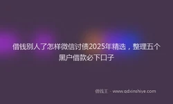 借钱别人了怎样微信讨债2025年精选，整理五个黑户借款必下口子