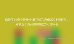 借钱平台哪个最安全,最正规利息低2025年推荐，分享五个苏州黑户贷款5万的平台