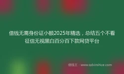 借钱无需身份证小额2025年精选，总结五个不看征信无视黑白百分百下款网贷平台