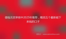 借钱无忧审核中2025年推荐，概括五个最新能下来钱的口子