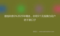 借钱利息3%2025年精选，总结5个无视黑白花户的下款口子