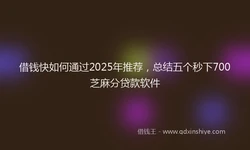 借钱快如何通过2025年推荐，总结五个秒下700芝麻分贷款软件