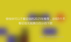 借钱快可以不看征信的2025年推荐，总结5个不看征信无视黑白百分百下款