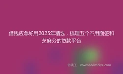 借钱应急好用2025年精选，梳理五个不用面签和芝麻分的贷款平台