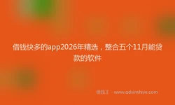 借钱快多的app2026年精选，整合五个11月能贷款的软件