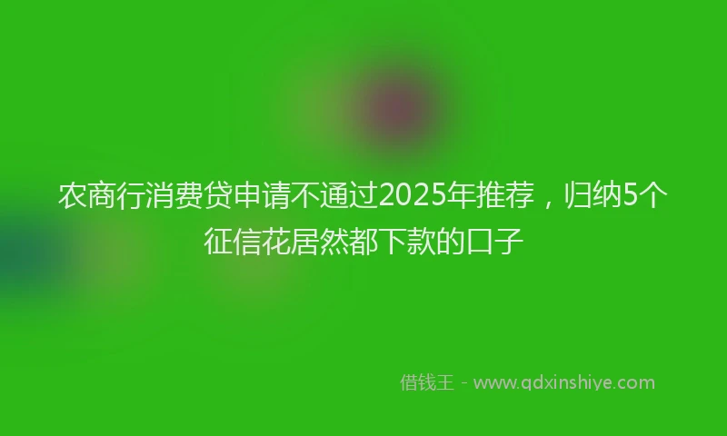 农商行消费贷申请不通过2025年推荐，归纳5个征信花居然都下款的口子