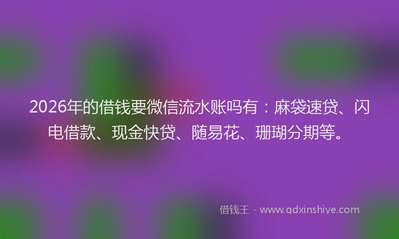 2026年的借钱要微信流水账吗有:麻袋速贷、闪电借款、现金快贷、随易花、珊瑚分期等。