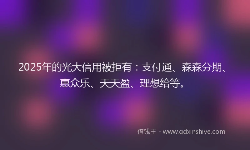 2025年的光大信用被拒有：支付通、森森分期、惠众乐、天天盈、理想给等。