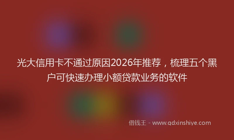 光大信用卡不通过原因2026年推荐，梳理五个黑户可快速办理小额贷款业务的软件