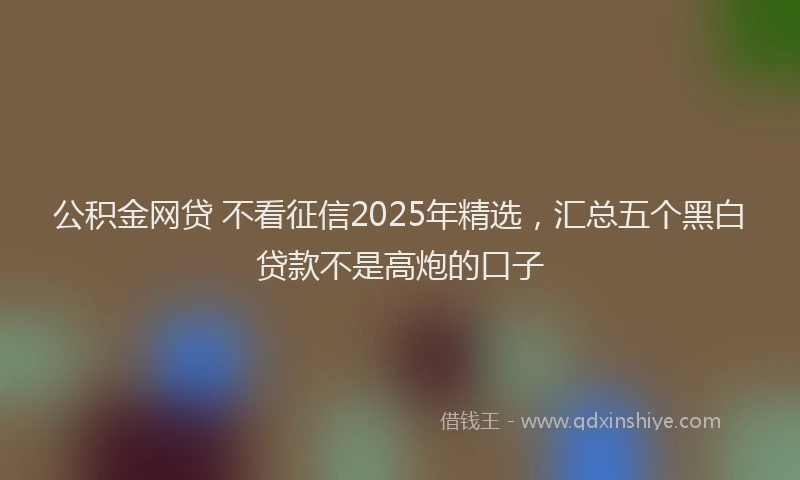 公积金网贷 不看征信2025年精选，汇总五个黑白贷款不是高炮的口子