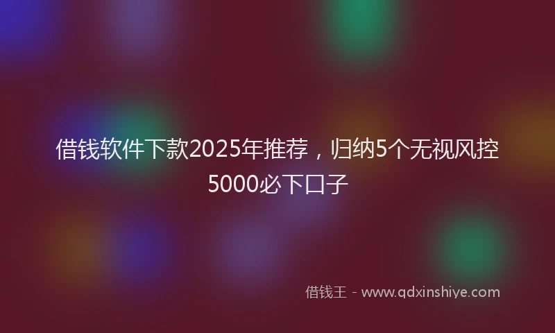 借钱软件下款2025年推荐，归纳5个无视风控5000必下口子