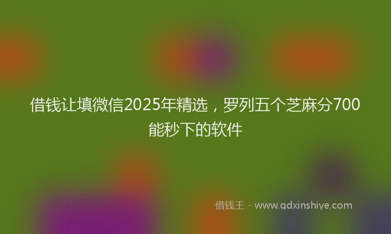 借钱让填微信2025年精选，罗列五个芝麻分700能秒下的软件