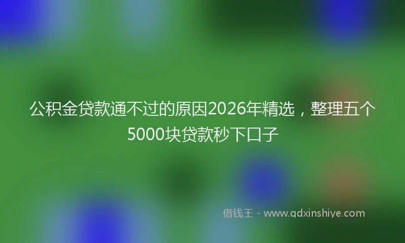 公积金贷款通不过的原因2026年精选，整理五个5000块贷款秒下口子