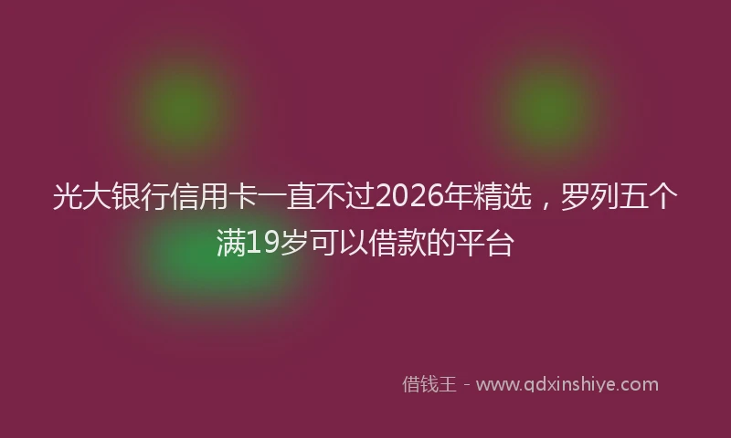 光大银行信用卡一直不过2026年精选，罗列五个满19岁可以借款的平台