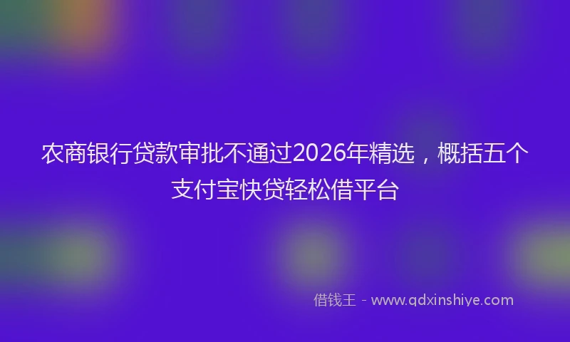 农商银行贷款审批不通过2026年精选，概括五个支付宝快贷轻松借平台