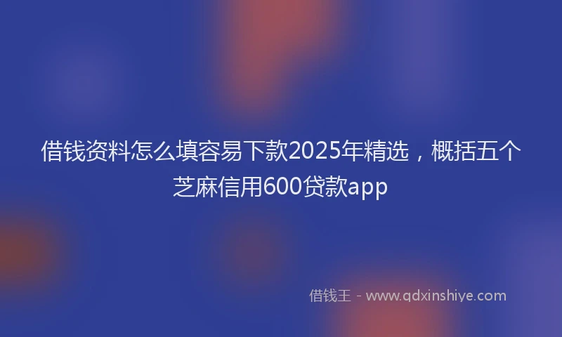 借钱资料怎么填容易下款2025年精选，概括五个芝麻信用600贷款app