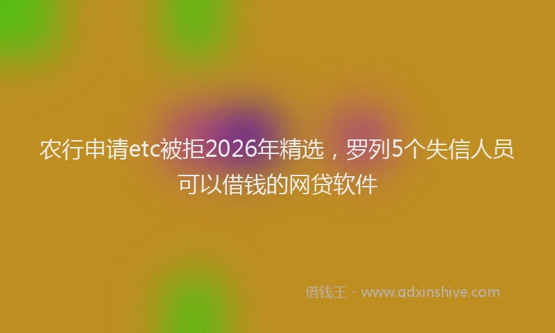 农行申请etc被拒2026年精选，罗列5个失信人员可以借钱的网贷软件