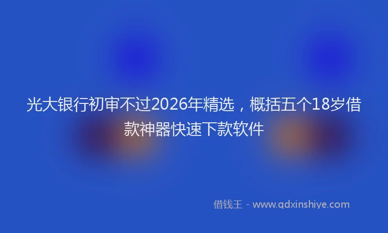 光大银行初审不过2026年精选，概括五个18岁借款神器快速下款软件