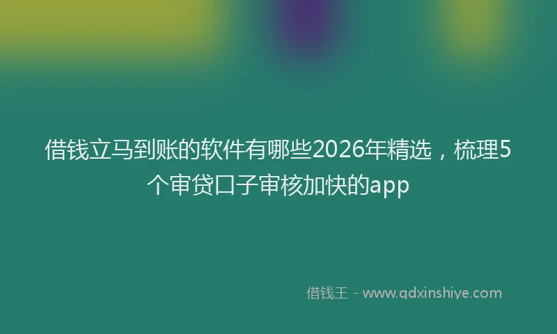 借钱立马到账的软件有哪些2026年精选，梳理5个审贷口子审核加快的app