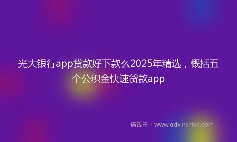 光大银行app贷款好下款么2025年精选，概括五个公积金快速贷款app