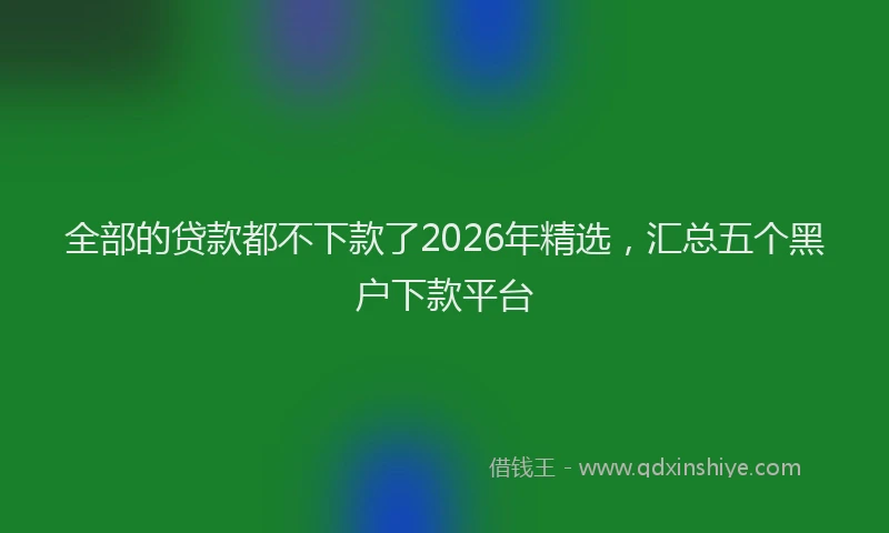 全部的贷款都不下款了2026年精选，汇总五个黑户下款平台