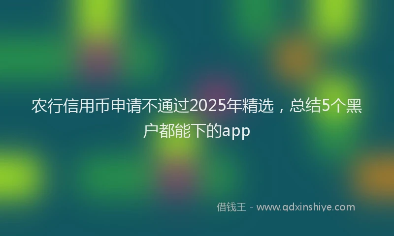 农行信用币申请不通过2025年精选，总结5个黑户都能下的app